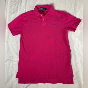Polo Ralph Lauren Top Womens Small Pink Polo Shirt Blue Pony Preppy Custom Fit